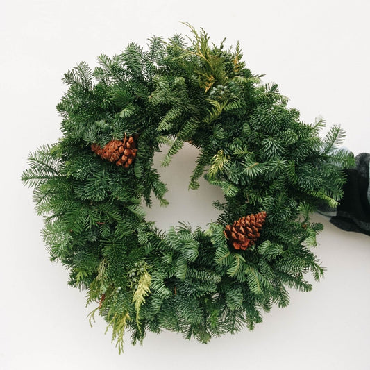 Mixed Noble Fir Wreath with Cones - 20 Inch - LandscapeDirect